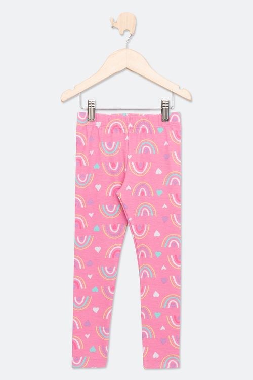 Calça Legging Juvenil com Estampa Arco Íris Rosa Tam 10 a 16