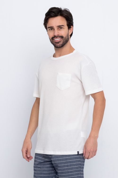 Camiseta Masculina com Bolso Off White