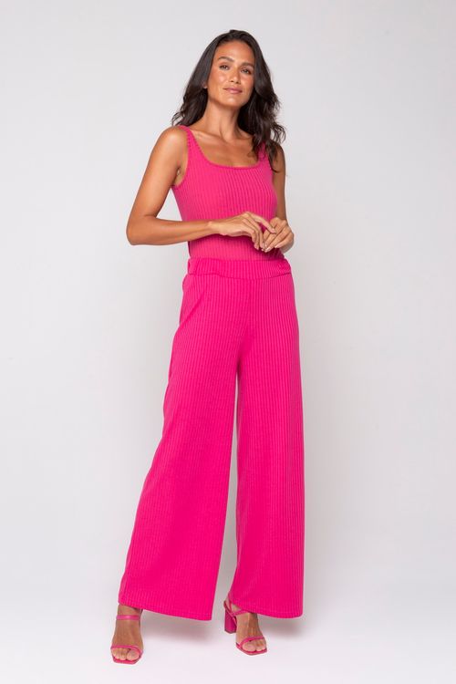 Calça Pantalona Feminina em Ribana Pink