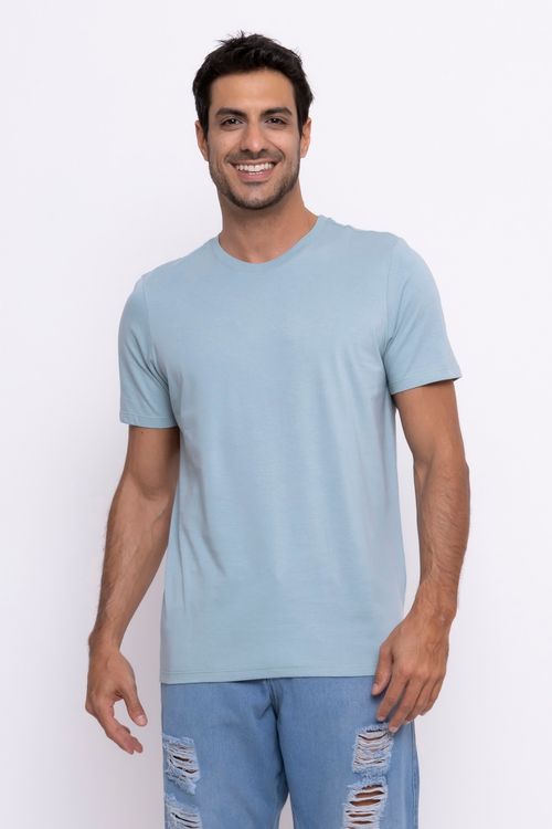 Camiseta Masculina em Malha Penteada Verde