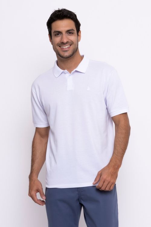 Polo Masculina com Bordado Branca