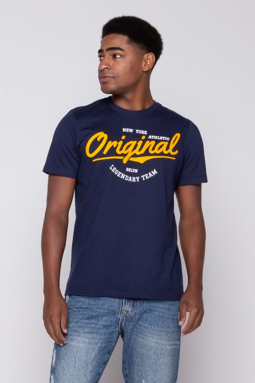 Camiseta Masculina com Estampa Original Azul Escuro
