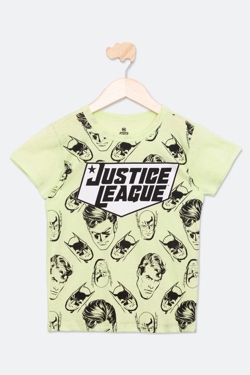 Camiseta Infantil com Estampa Liga da Justiça Verde Claro Tam 4 a 10
