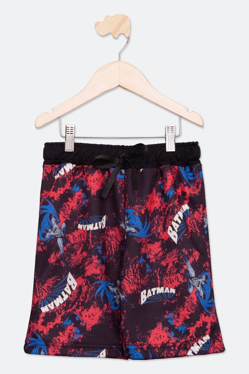 Bermuda Infantil com Estampa Batman em Moletom Preta Tam 4 a 10