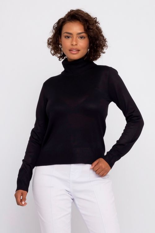 Suéter Feminino Gola Tartaruga Preto