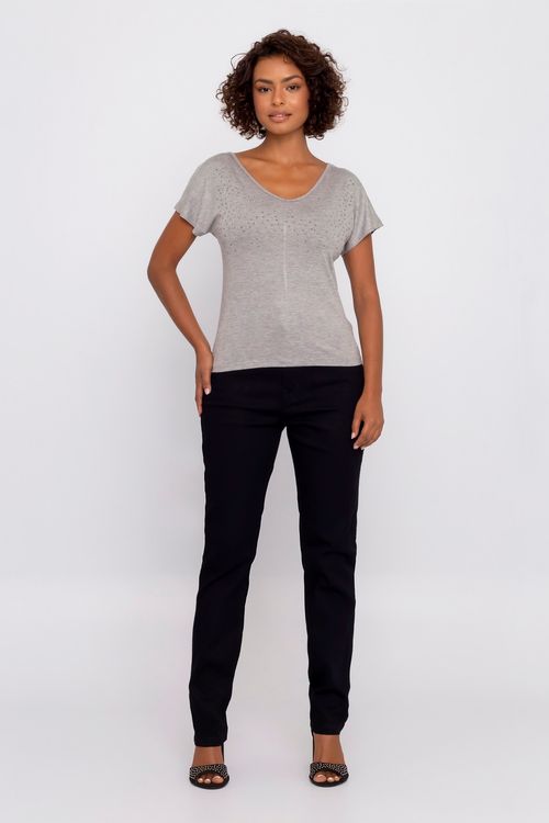 Calça Skinny Feminina Casual em Sarja Preta