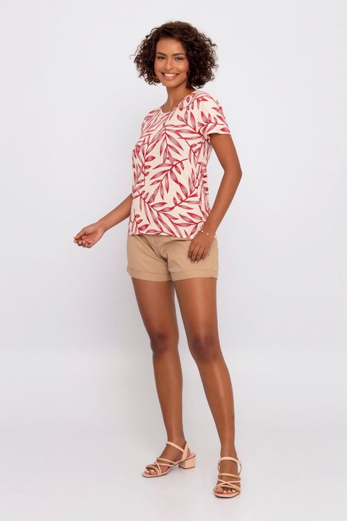 Shorts Clochard Feminino Sarja Bege Caedu - Estilo e Conforto