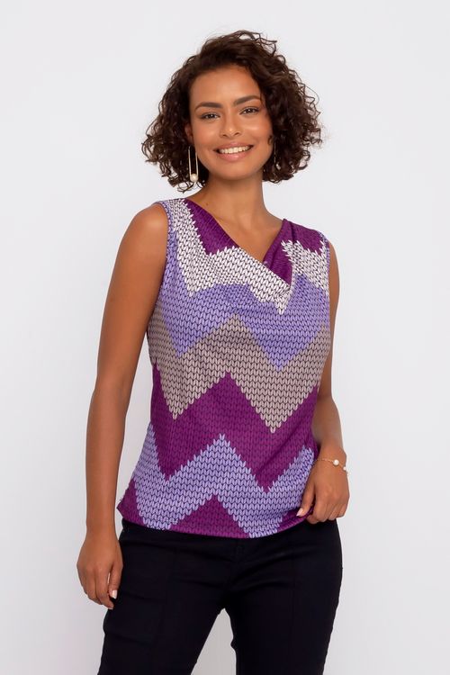 Regata Feminina City com Estampa Chevron Violeta