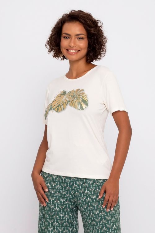 Blusa Feminina com Estampa Costela de Adão Off White