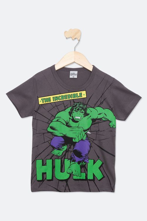 Camiseta Infantil com Estampa Hulk Chumbo Tam 4 a 10