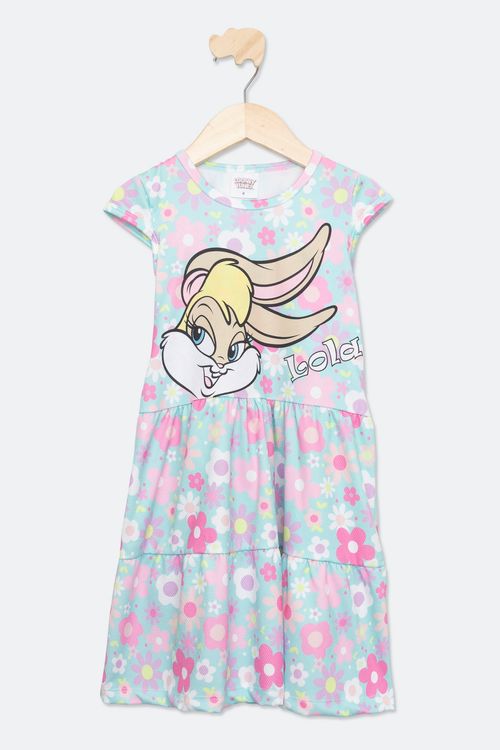 Vestido Infantil Três Marias com Estampa Lola Floral Turquesa Tam 4 a 8