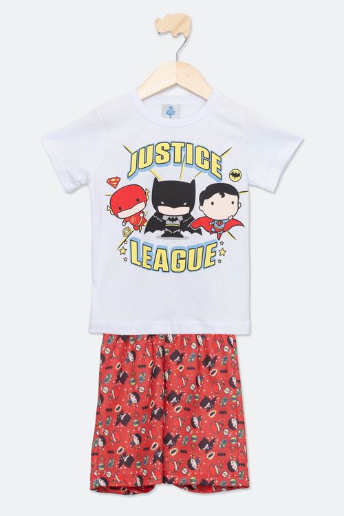 Conjunto Infantil com Estampa Liga da Justiça Branco Tam 1 a 3