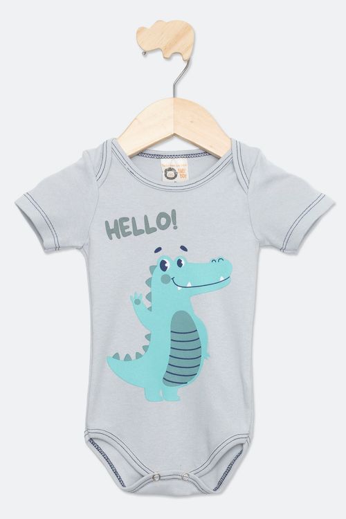 Body Infantil Bebê com Estampa Jacaré Mescla Tam P ao G