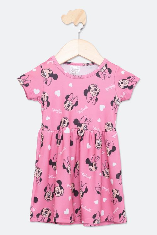 Vestido Bebê Minnie Rosa Algodão Caedu P-G