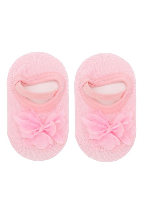 Meia Infantil Bebê Sapatilha com Aplique Rosa Tam 14 ao 18