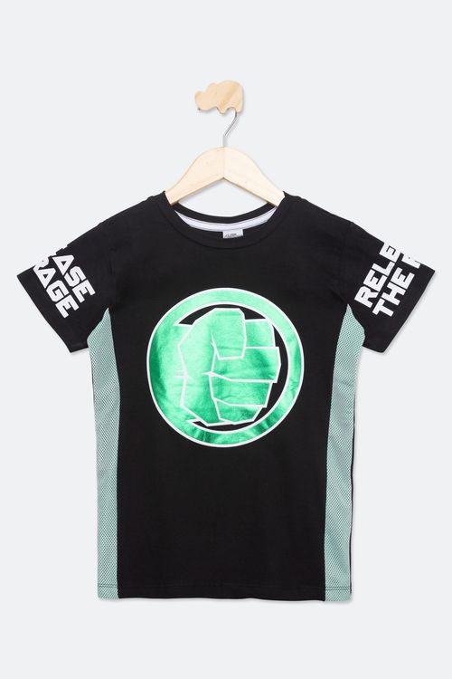 Camiseta Juvenil com Estampa Hulk Preta Tam 10 a 16