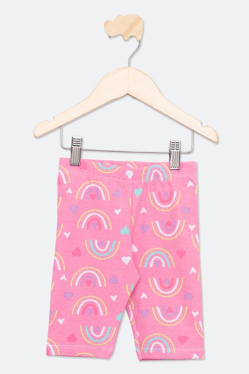 Shorts Infantil Ciclista com Estampa Arco Íris Rosa Tam 1 a 3