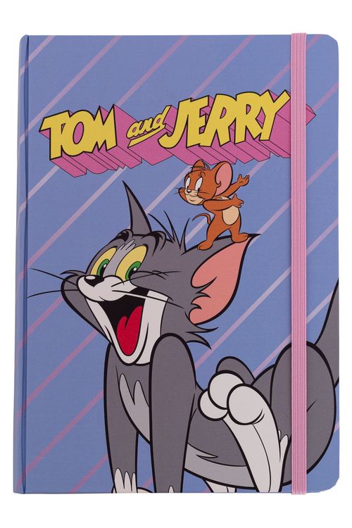 Caderno Capa Dura Tom e Jerry Azul e Rosa