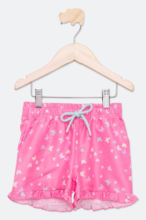 Shorts Infantil com Estampa Borboletas Rosa Tam 4 a 10