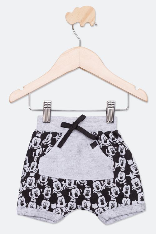 Bermuda Infantil Bebê em Moletom com Estampa Mickey Mescla Tam P ao G