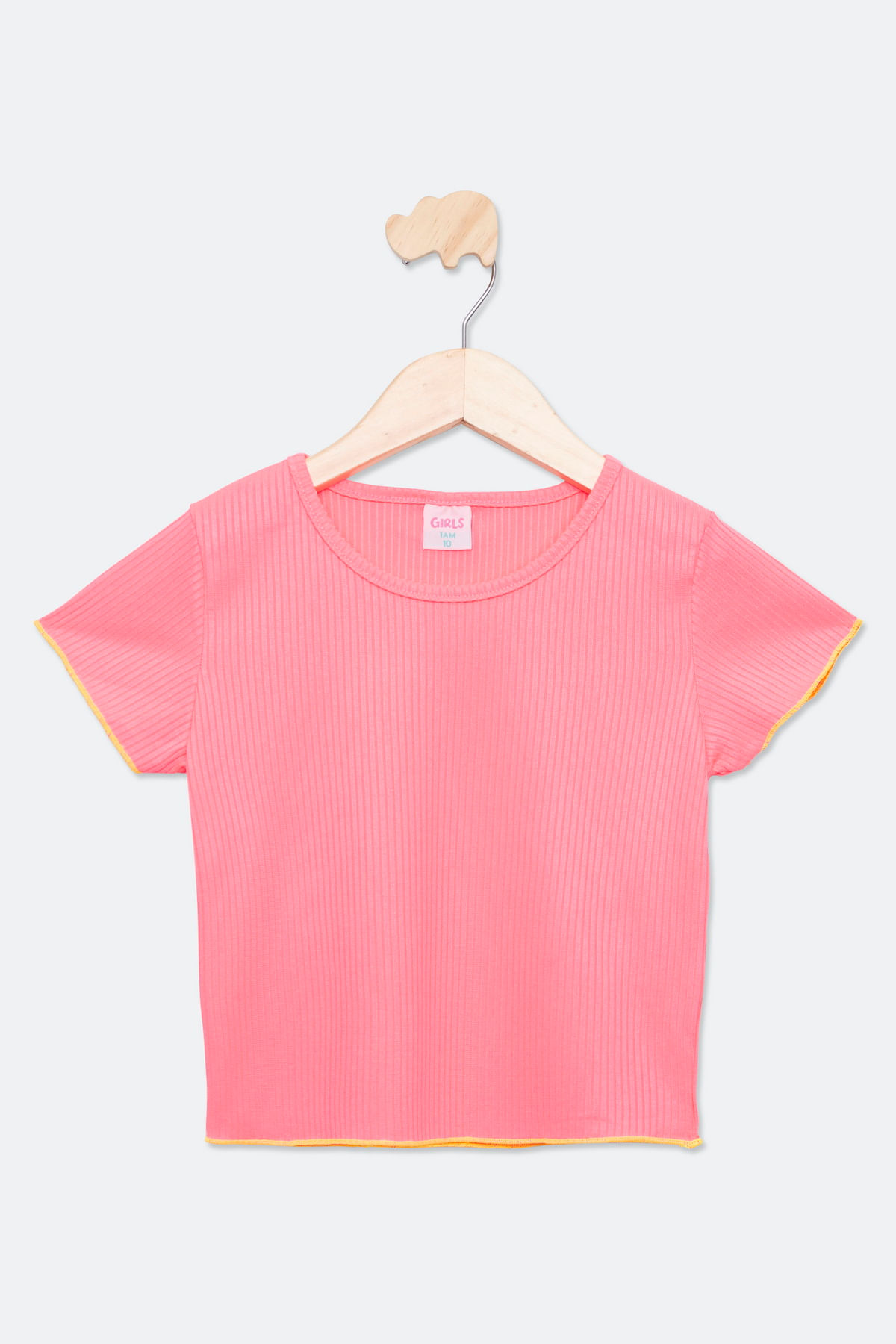 Blusa Juvenil Cropped Lastex Alça Com Babado Rosa