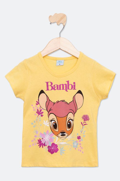 Blusa Infantil com Estampa Bambi Amarela Tam 4 a 10