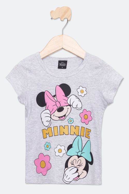 Blusa Infantil com Estampa Minnie Mescla Tam 4 a 10