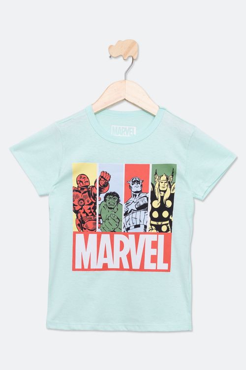 Camiseta Infantil com Estampa Marvel Verde Claro Tam 4 a 8