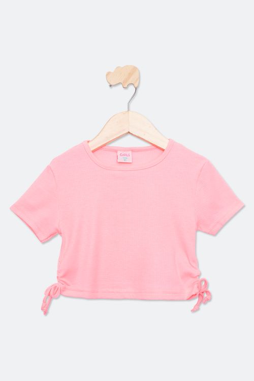 Blusa Cropped Juvenil em Colissê Rosa Claro Tam 10 a 16