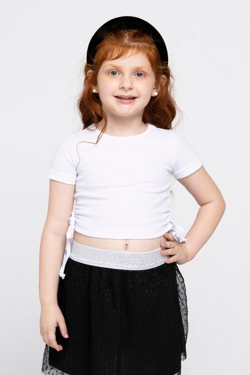 Blusa Infantil em Colisse Branca Tam 4 a 8