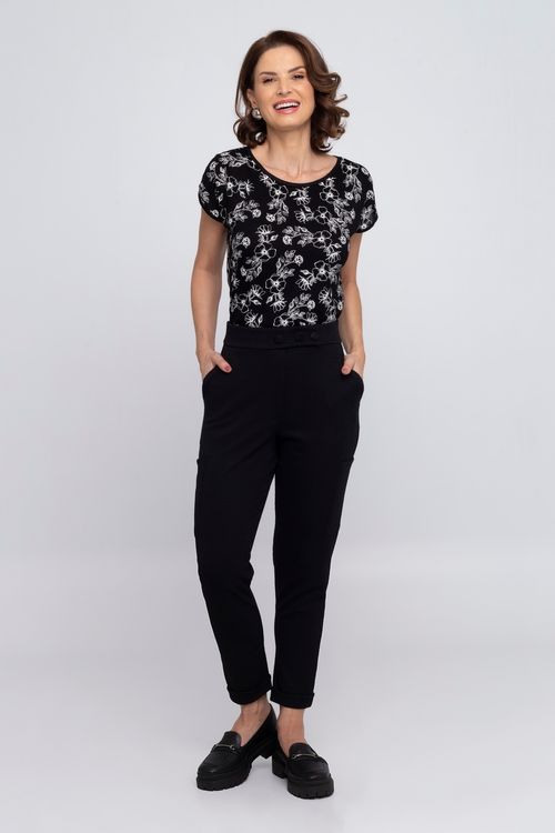 Calça Slim Feminina City em Malha Crepe Preta