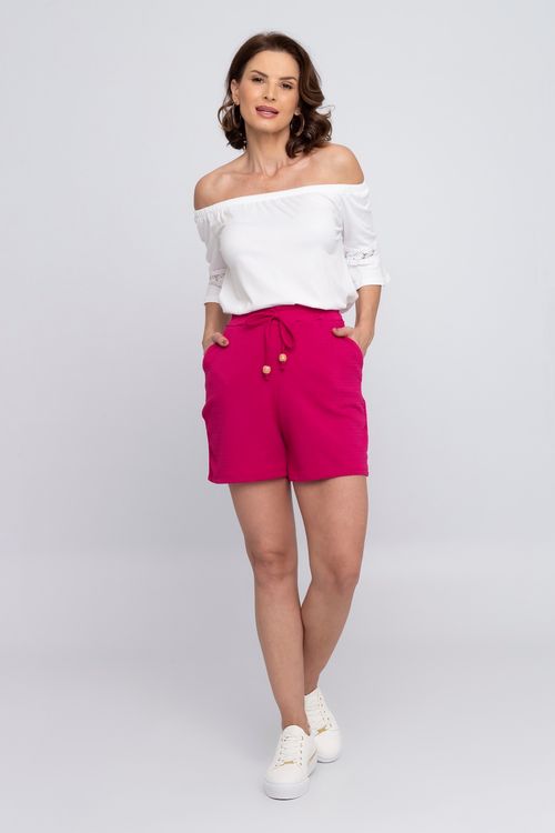 Shorts Feminino em Crepe Casual Pink
