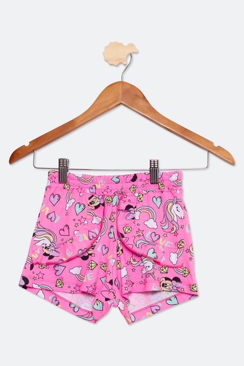 Short Infantil com Babado Estampa Arco Íris Rosa Tam 4 a 8