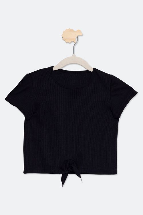 Blusa Infantil Menina Tam 4 a 8 Preto