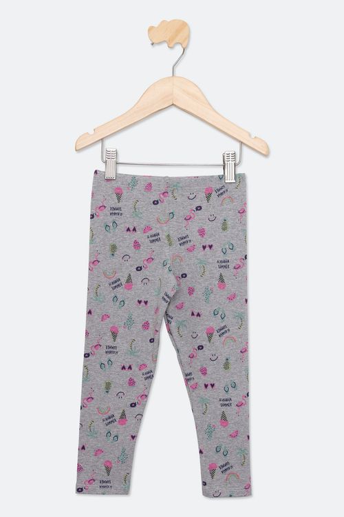 Calça Legging Infantil com Estampa Divertida Mescla Tam 1 a 3