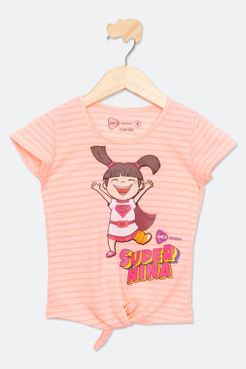 Blusa Infantil com Estampa Teleton Laranja Tam 4 a 10