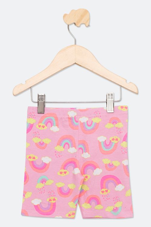 Bermuda Ciclista Infantil com Estampa Arco Íris Rosa Tam 1 a 3