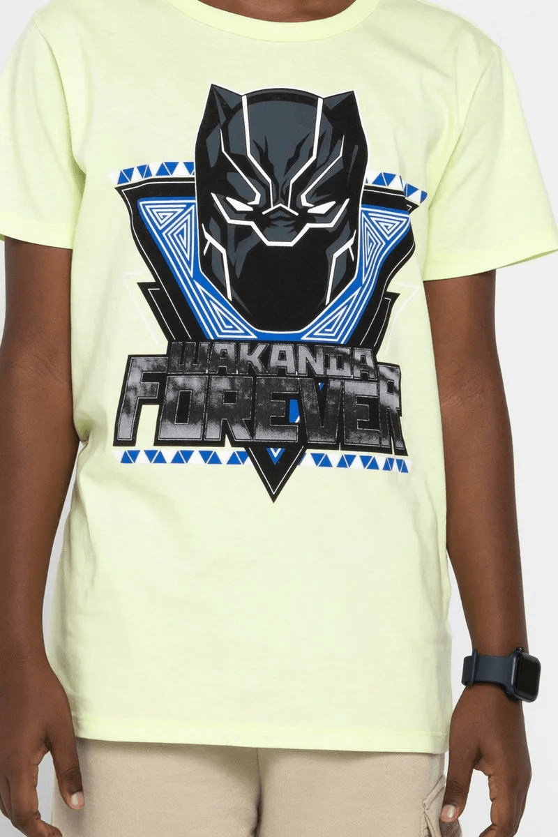 Camiseta juvenil Pantera Negra preta, Marvel