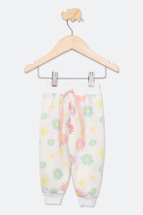 Calça Bebê Caedu Margarida Off White Moletom Conforto