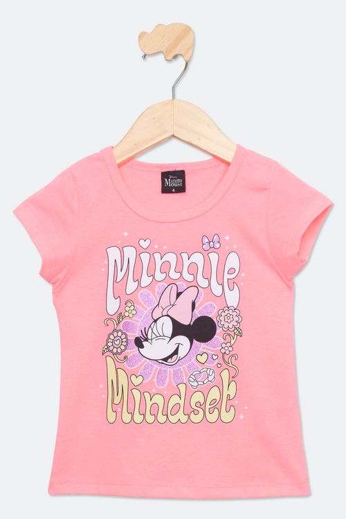 Blusa Infantil com Estampa Minnie Rosa Claro Tam 4 a 10