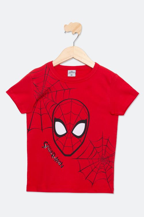 Camiseta Infantil com Estampa Spider-Man Vermelha Tam 4 a 10