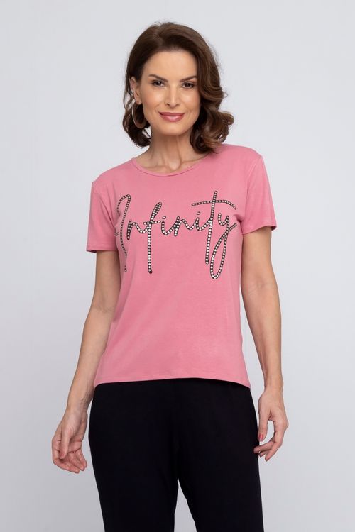 Blusa Feminina em Viscolycra com Estampa Infinity Rosa