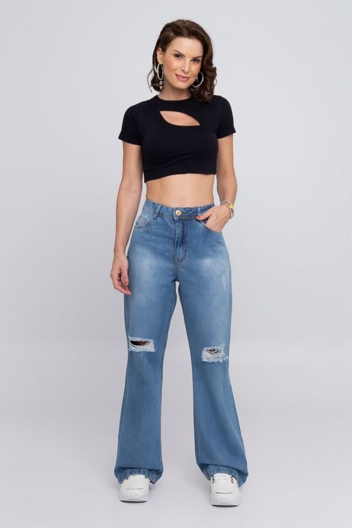 CALCA FEM PROG 5891 JNS WIDE PUIDOS CLA - JEANS CLARO