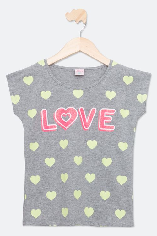 Blusa Juvenil Menina Tam 10 a 16 Love Mescla