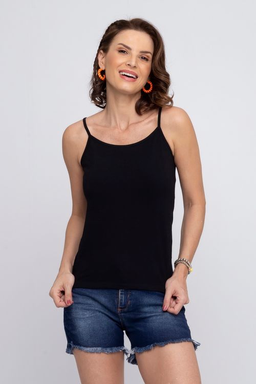 Blusa Feminina Alça Fina Preta