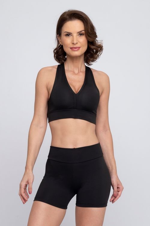 Top Esportivo Feminino Caedu Nadador Bojo Preto Fitness