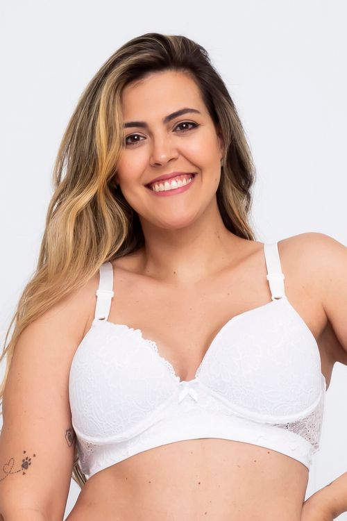 Sutiã Feita Pra Mim Base Renda Branca Modelo Plus Size