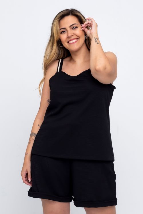 Regata Feminina Casual Feita Pra Mim Preta