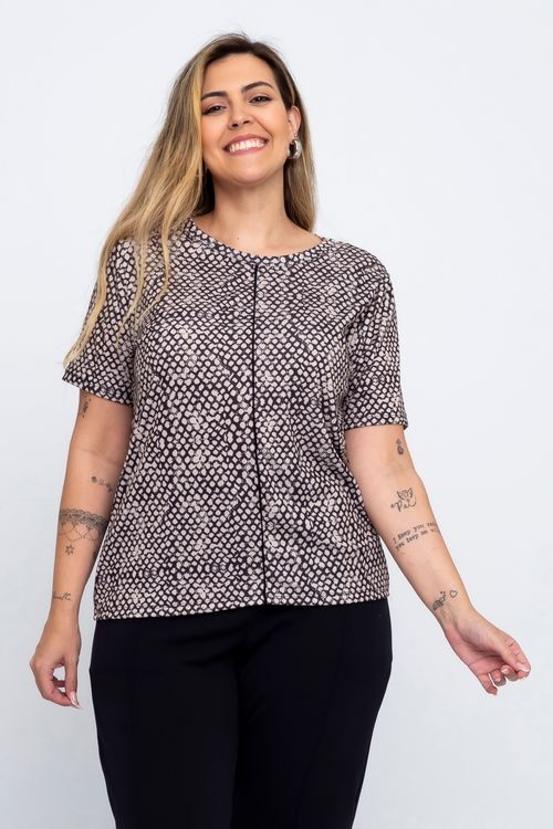 Blusa Feita Pra Mim Feminina Casual Estampa Full. Modelo Plus Size.