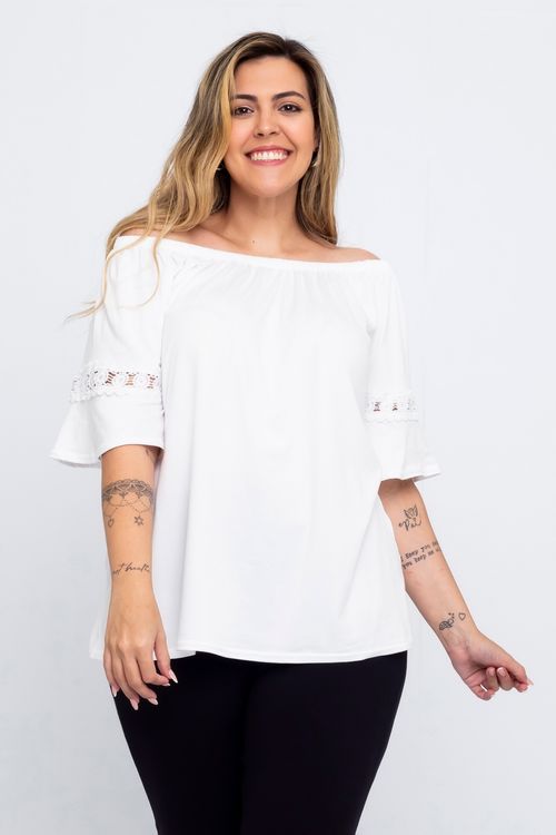 Blusa Ciganinha Feminina Feita Pra Mim Branca